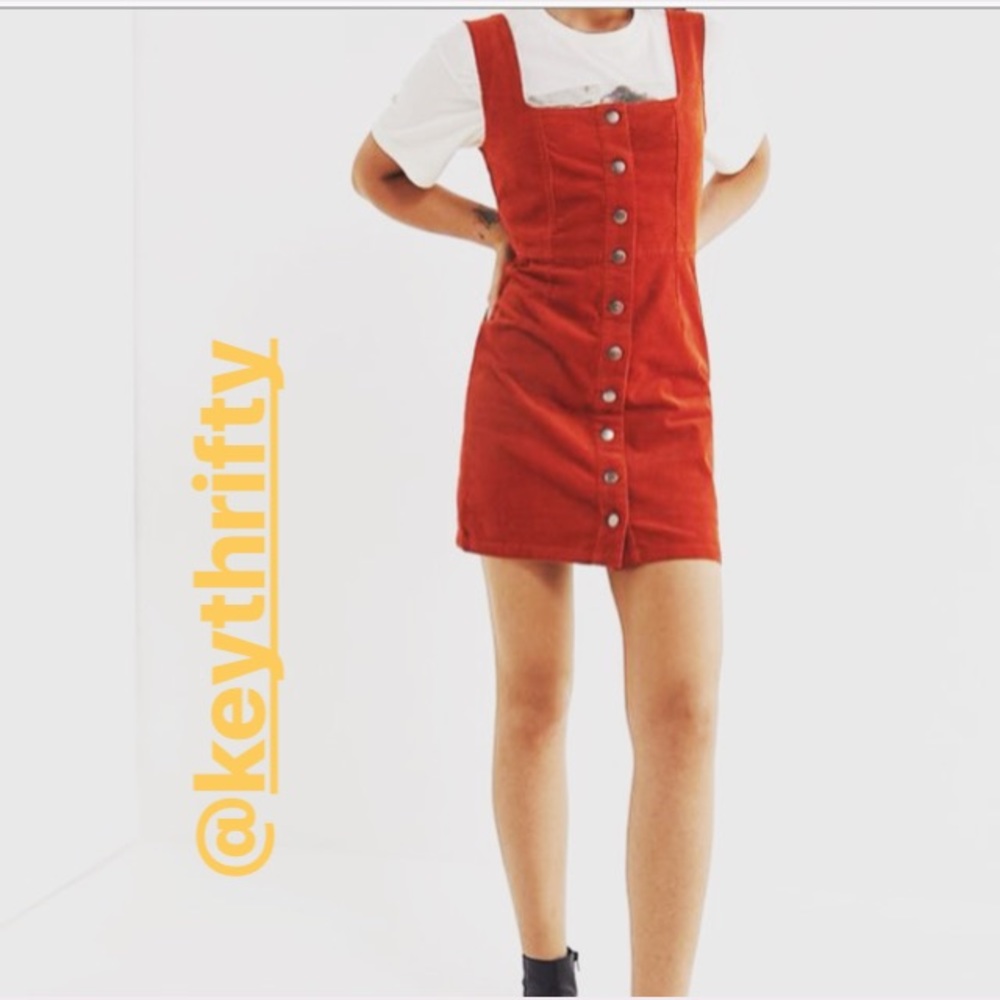 UO Rust Corduroy Button-Down Mini Dress
